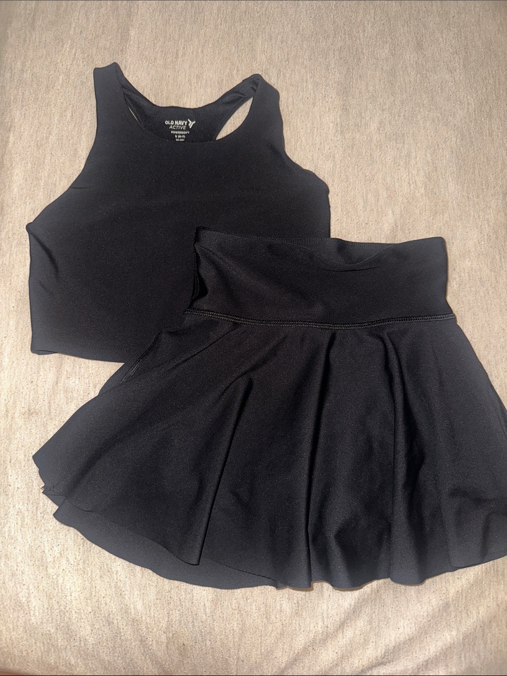 Old Navy Black Active Crop Top and Skater Skirt Set
